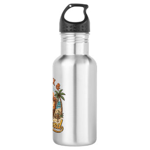 Relax & Unwind Beach Cat Vintage Engraving Design_ 532 Ml Water Bottle