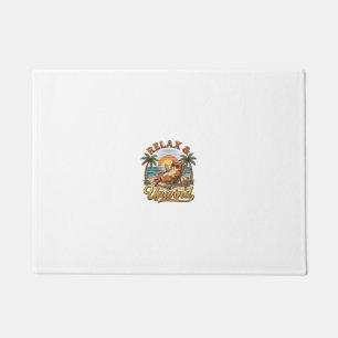 Relax & Unwind Beach Cat Vintage Engraving Design_ Doormat