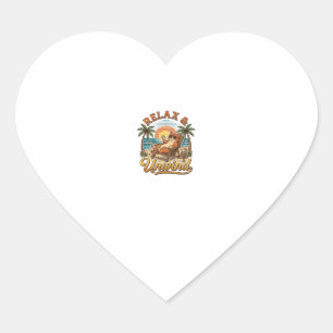 Relax & Unwind Beach Cat Vintage Engraving Design_ Heart Sticker