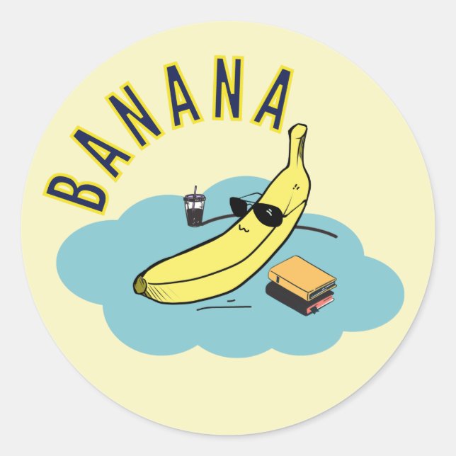 Relax with banana classic round sticker (Front)
