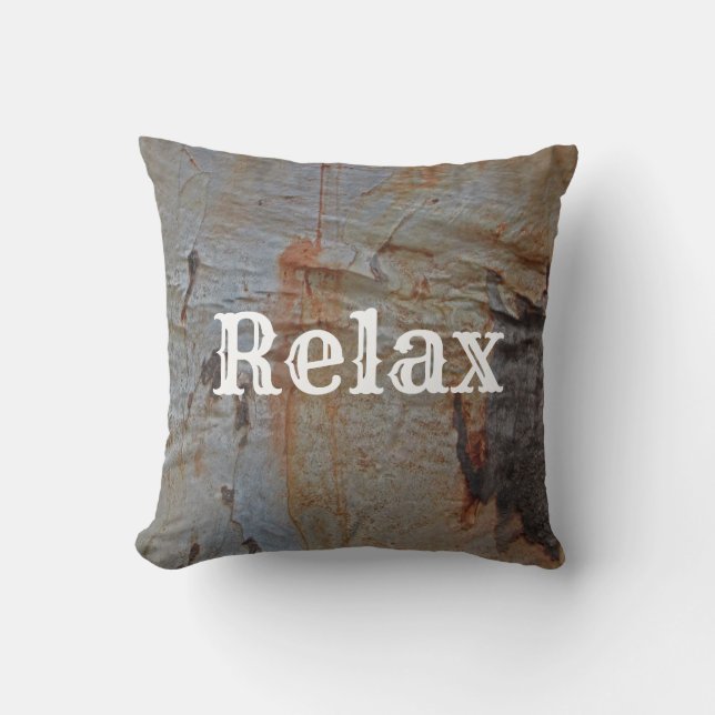 Relax Woodgrain Tree Bark Photo Brown Rustic Cushion (Front)