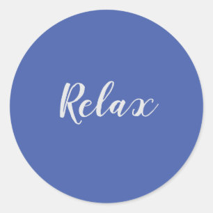 Relax word on blue classic round sticker