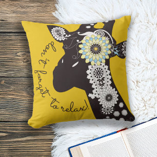 Relax Yellow Funky Funny Giraffe Cushion