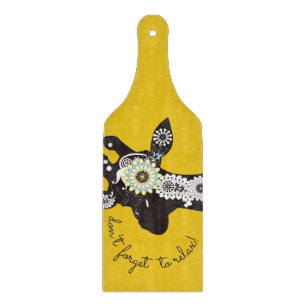 Relax - Yellow Funky Funny Giraffe Cutting Board
