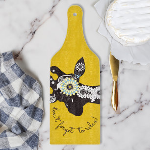 Relax - Yellow Funky Funny Giraffe Cutting Board