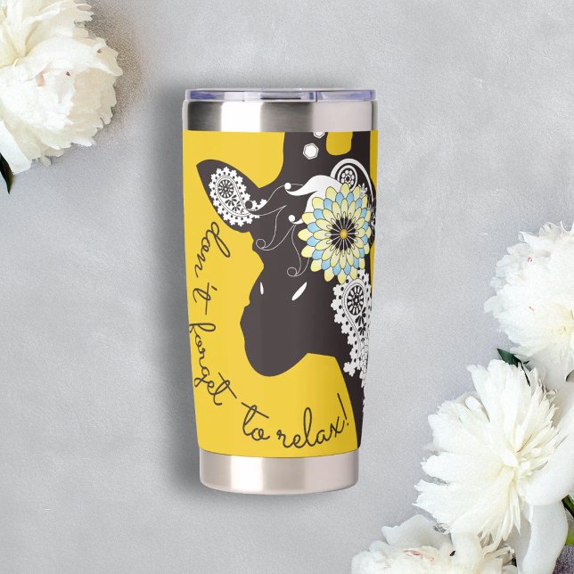 Relax - Yellow Funky Funny Giraffe Insulated Tumbler (Creator Uploaded)