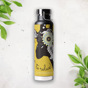 Relax - Yellow Funky Funny Giraffe Water Bottle
