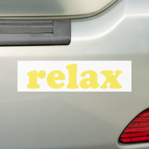 Relax yellow modern typography funny caution bumper sticker