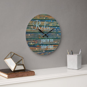 Relax You Are On Lake Time Quote Large Clock