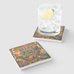 Relax You're On Lake Time Stone Coaster