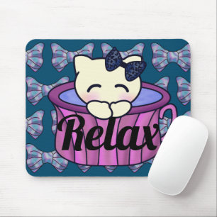 Relaxation Kitty Cat in Cute Mug Mouse Mat
