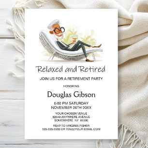 Relaxed and Retired Sun Chair Man Retirement Party Invitation