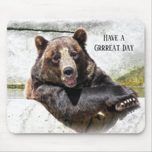 relaxed black bear with quote mouse mat