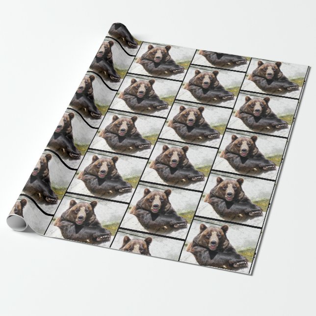 relaxed black bear wrapping paper (Unrolled)