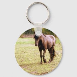 Relaxed Brown Horse Walking Key Ring