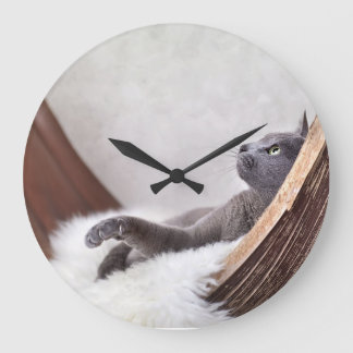 Relaxed Cat Large Clock
