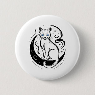 Relaxed Cat Lotus Flower Yoga Meditation Tee 6 Cm Round Badge