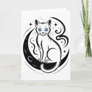 Relaxed Cat Lotus Flower Yoga Meditation Tee Card