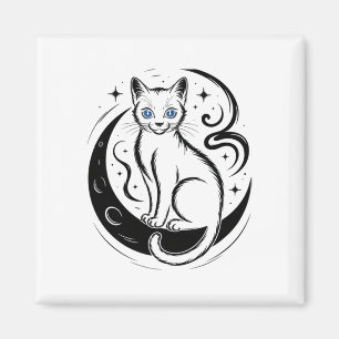 Relaxed Cat Lotus Flower Yoga Meditation Tee Magnet