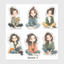 Relaxed Chibi Girl Stickers 