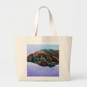 Relaxed Chocolate Labrador Dog Jumbo Totebag Large Tote Bag