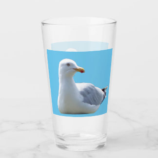 Relaxed Coastal Seagull Laying Down Wildlife Art Glass