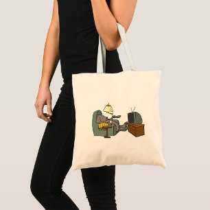 Relaxed Dog Watching TV Tote Bag