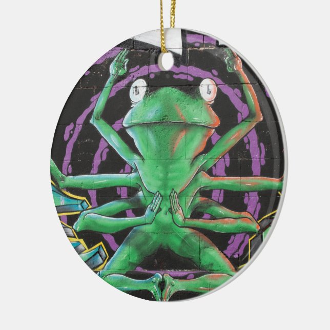 Relaxed Frog With Eight Arms Ceramic Tree Decoration (Left)
