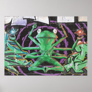 Relaxed Frog With Eight Arms Poster