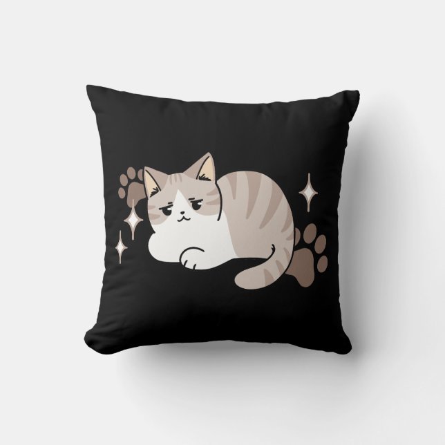 Relaxed & Lazy Vibes for Cat Lovers Design Cushion (Front)