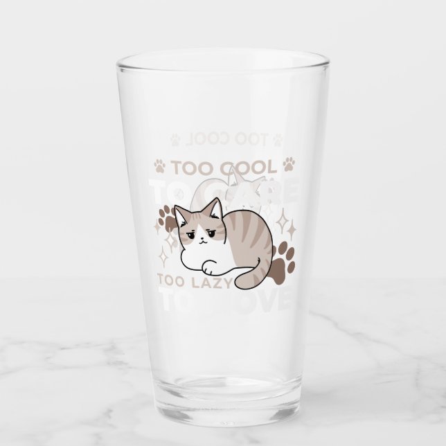 Relaxed & Lazy Vibes for Cat Lovers Design Glass (Front)
