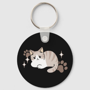 Relaxed & Lazy Vibes for Cat Lovers Design Key Ring