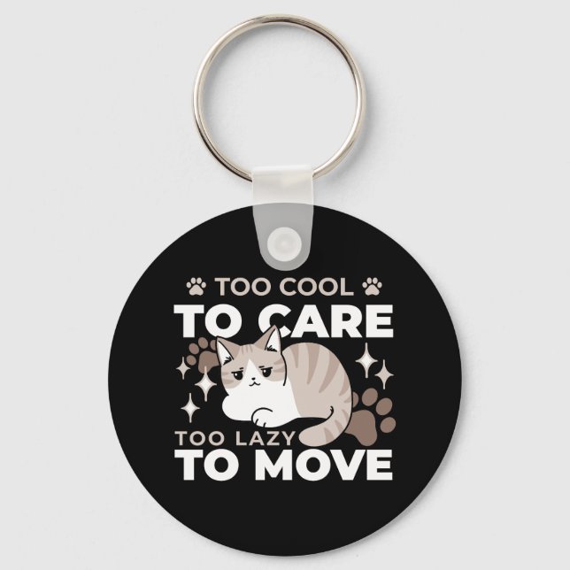 Relaxed & Lazy Vibes for Cat Lovers Design Key Ring (Front)