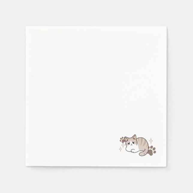 Relaxed & Lazy Vibes for Cat Lovers Design Napkin (Front)