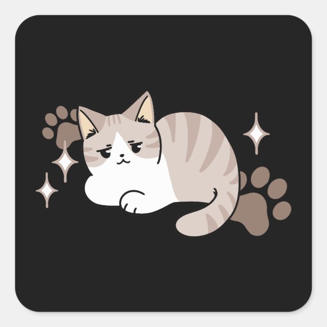 Relaxed & Lazy Vibes for Cat Lovers Design Square Sticker (Front)