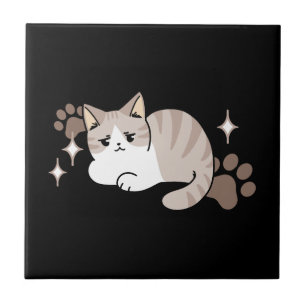Relaxed & Lazy Vibes for Cat Lovers Design Tile
