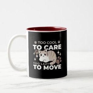 Relaxed & Lazy Vibes for Cat Lovers Design Two-Tone Coffee Mug