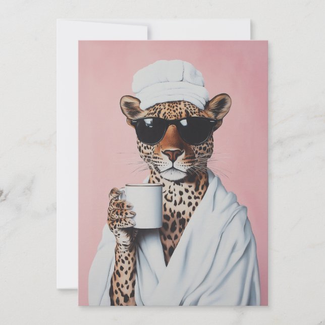 Relaxed Leopard Morning Vibes Invitation (Front)