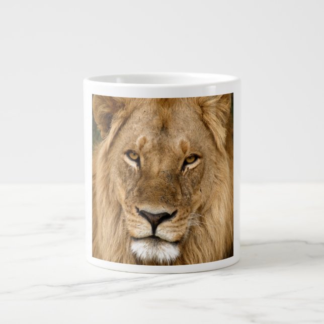 Relaxed Lion King Gaze Large Coffee Mug (Front)