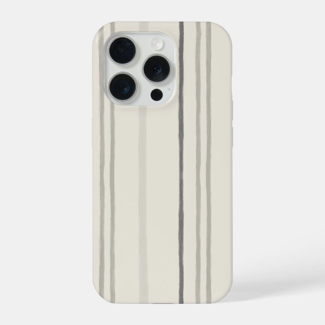 Relaxed Neutral Painterly Stripe Pattern iPhone Case (Back)