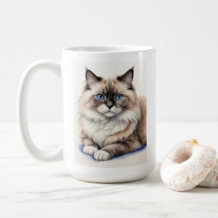 Relaxed Ragdoll Cat Illustration Cosy Pet  Coffee Mug