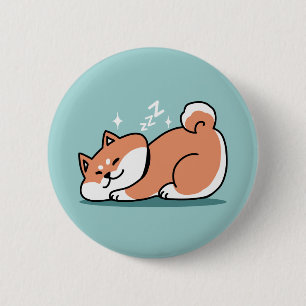 Relaxed Shiba Inu Art: Just a Shiba Lying Low 6 Cm Round Badge