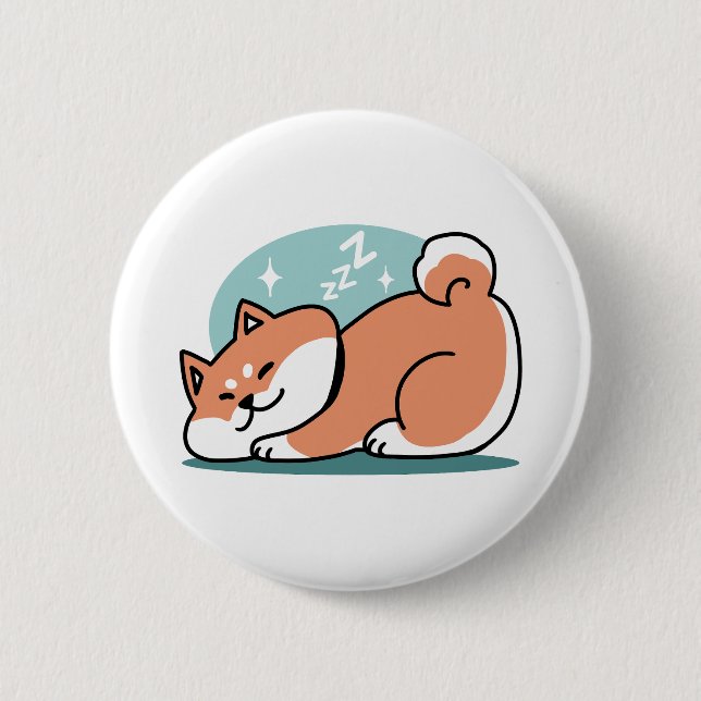Relaxed Shiba Inu Art: Just a Shiba Lying Low 6 Cm Round Badge (Front)