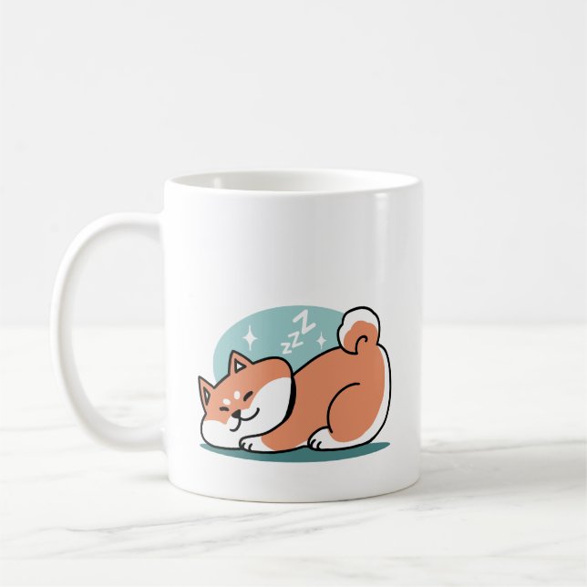 Relaxed Shiba Inu Art: Just a Shiba Lying Low Coffee Mug (Left)