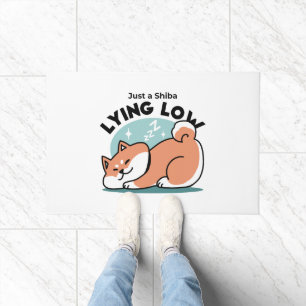 Relaxed Shiba Inu Art: Just a Shiba Lying Low Doormat