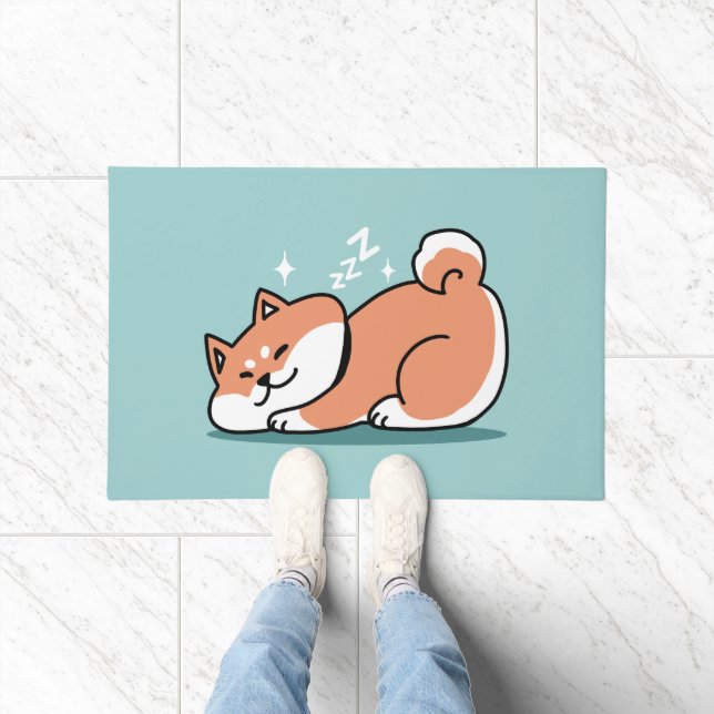 Relaxed Shiba Inu Art: Just a Shiba Lying Low Doormat (Indoor)