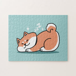 Relaxed Shiba Inu Art: Just a Shiba Lying Low Jigsaw Puzzle