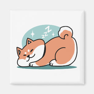 Relaxed Shiba Inu Art: Just a Shiba Lying Low Magnet