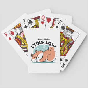 Relaxed Shiba Inu Art: Just a Shiba Lying Low Playing Cards