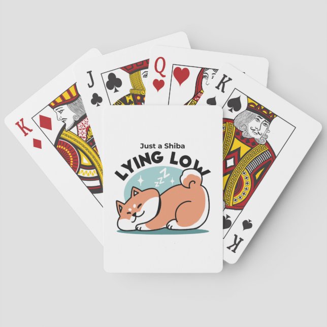 Relaxed Shiba Inu Art: Just a Shiba Lying Low Playing Cards (Back)